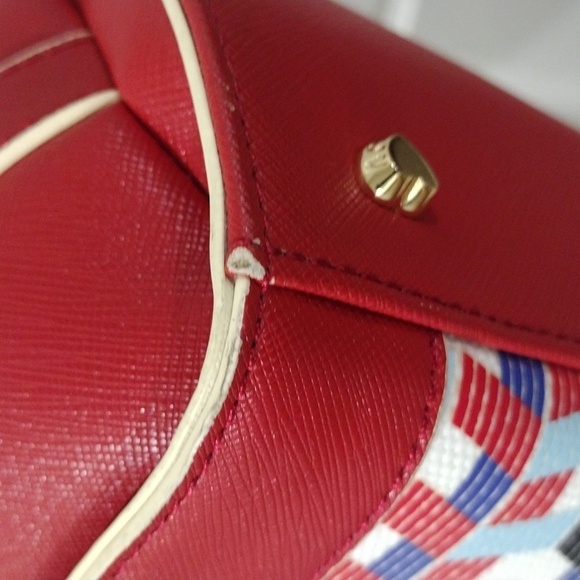 Samantha Vega Red Tricolor 2 ways Bag Shoulder Bag Handbag - Excellent Condition - Picture 10 of 11